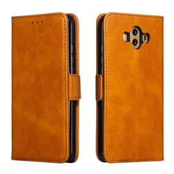 Retro Classic Calf Pattern Leather Wallet Phone Case for Huawei Mate 10 (5.9 inch, front Fingerprint) - Yellow