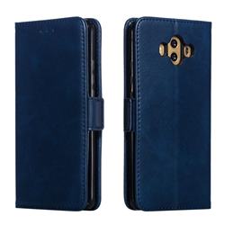 Retro Classic Calf Pattern Leather Wallet Phone Case for Huawei Mate 10 (5.9 inch, front Fingerprint) - Blue