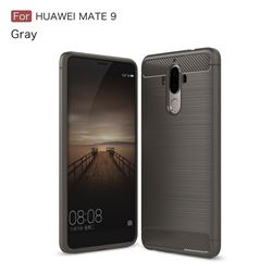 Luxury Carbon Fiber Brushed Wire Drawing Silicone TPU Back Cover for Huawei Mate9 Mate 9 (Gray)