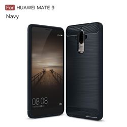 Luxury Carbon Fiber Brushed Wire Drawing Silicone TPU Back Cover for Huawei Mate9 Mate 9 (Navy)