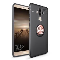 Auto Focus Invisible Ring Holder Soft Phone Case for Huawei Mate9 Mate 9 - Black Gold