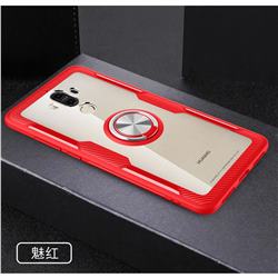 Acrylic Glass Carbon Invisible Ring Holder Phone Cover for Huawei Mate9 Mate 9 - Charm Red