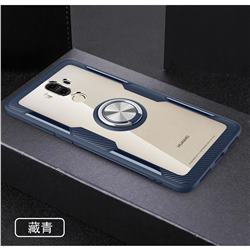 Acrylic Glass Carbon Invisible Ring Holder Phone Cover for Huawei Mate9 Mate 9 - Navy