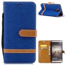 Jeans Cowboy Denim Leather Wallet Case for Huawei Mate9 Mate 9 - Sapphire