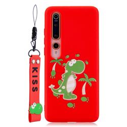 Red Dinosaur Soft Kiss Candy Hand Strap Silicone Case for Xiaomi Mi 10 / Mi 10 Pro 5G