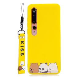 Yellow Bear Family Soft Kiss Candy Hand Strap Silicone Case for Xiaomi Mi 10 / Mi 10 Pro 5G