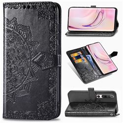 Embossing Imprint Mandala Flower Leather Wallet Case for Xiaomi Mi 10 / Mi 10 Pro 5G - Black