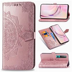 Embossing Imprint Mandala Flower Leather Wallet Case for Xiaomi Mi 10 / Mi 10 Pro 5G - Rose Gold