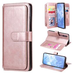 Multi-function Ten Card Slots and Photo Frame PU Leather Wallet Phone Case Cover for Xiaomi Mi 10 / Mi 10 Pro 5G - Rose Gold