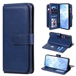 Multi-function Ten Card Slots and Photo Frame PU Leather Wallet Phone Case Cover for Xiaomi Mi 10 / Mi 10 Pro 5G - Dark Blue