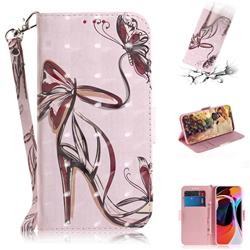 Butterfly High Heels 3D Painted Leather Wallet Phone Case for Xiaomi Mi 10 / Mi 10 Pro 5G