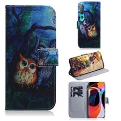 Oil Painting Owl PU Leather Wallet Case for Xiaomi Mi 10 / Mi 10 Pro 5G
