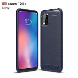 Luxury Carbon Fiber Brushed Wire Drawing Silicone TPU Back Cover for Xiaomi Mi 10 Lite - Navy