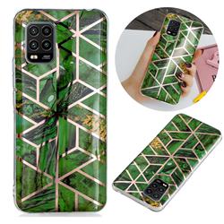Green Rhombus Galvanized Rose Gold Marble Phone Back Cover for Xiaomi Mi 10 Lite