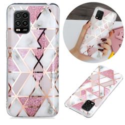 Pink Rhombus Galvanized Rose Gold Marble Phone Back Cover for Xiaomi Mi 10 Lite