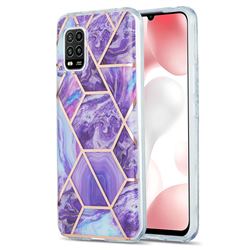 Purple Gagic Marble Pattern Galvanized Electroplating Protective Case Cover for Xiaomi Mi 10 Lite