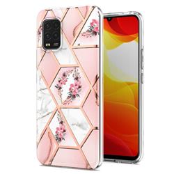 Pink Flower Marble Electroplating Protective Case Cover for Xiaomi Mi 10 Lite