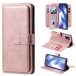 Multi-function Ten Card Slots and Photo Frame PU Leather Wallet Phone Case Cover for Xiaomi Mi 10 Lite - Rose Gold