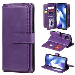 Multi-function Ten Card Slots and Photo Frame PU Leather Wallet Phone Case Cover for Xiaomi Mi 10 Lite - Violet