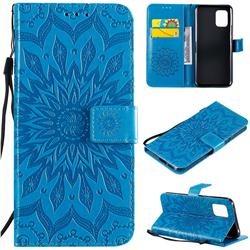 Embossing Sunflower Leather Wallet Case for Xiaomi Mi 10 Lite - Blue