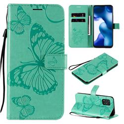 Embossing 3D Butterfly Leather Wallet Case for Xiaomi Mi 10 Lite - Green