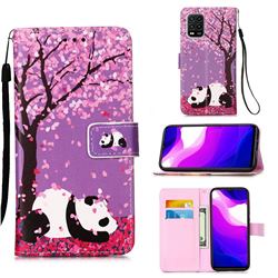 Cherry Blossom Panda Matte Leather Wallet Phone Case for Xiaomi Mi 10 Lite