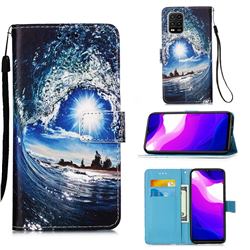 Waves and Sun Matte Leather Wallet Phone Case for Xiaomi Mi 10 Lite