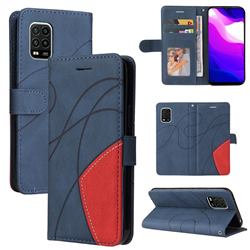 Luxury Two-color Stitching Leather Wallet Case Cover for Xiaomi Mi 10 Lite - Blue