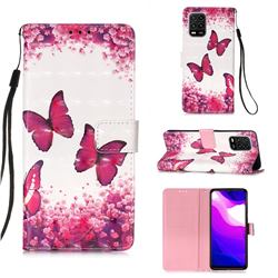 Rose Butterfly 3D Painted Leather Wallet Case for Xiaomi Mi 10 Lite