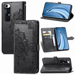 Embossing Imprint Mandala Flower Leather Wallet Case for Xiaomi Mi 10S - Black