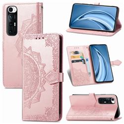 Embossing Imprint Mandala Flower Leather Wallet Case for Xiaomi Mi 10S - Rose Gold