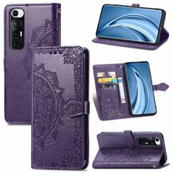 Embossing Imprint Mandala Flower Leather Wallet Case for Xiaomi Mi 10S - Purple