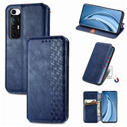 Ultra Slim Fashion Business Card Magnetic Automatic Suction Leather Flip Cover for Xiaomi Mi 10S - Dark Blue