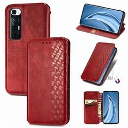 Ultra Slim Fashion Business Card Magnetic Automatic Suction Leather Flip Cover for Xiaomi Mi 10S - Red