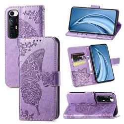 Embossing Mandala Flower Butterfly Leather Wallet Case for Xiaomi Mi 10S - Light Purple