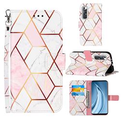 Pink White Stitching Color Marble Leather Wallet Case for Xiaomi Mi 10S