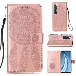 Embossing Dream Catcher Mandala Flower Leather Wallet Case for Xiaomi Mi 10S - Rose Gold