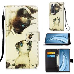 Cat Confrontation Matte Leather Wallet Phone Case for Xiaomi Mi 10S