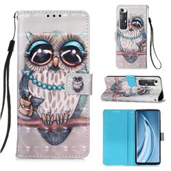 Sweet Gray Owl 3D Painted Leather Wallet Case for Xiaomi Mi 10S