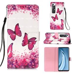 Rose Butterfly 3D Painted Leather Wallet Case for Xiaomi Mi 10S