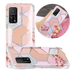 Pink Marble Painted Galvanized Electroplating Soft Phone Case Cover for Xiaomi Mi 10T / 10T Pro 5G