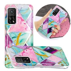 Triangular Marble Painted Galvanized Electroplating Soft Phone Case Cover for Xiaomi Mi 10T / 10T Pro 5G
