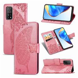 Embossing Mandala Flower Butterfly Leather Wallet Case for Xiaomi Mi 10T / 10T Pro 5G - Pink