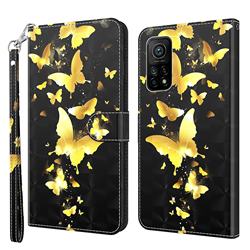 Golden Butterfly 3D Painted Leather Wallet Case for Xiaomi Mi 10T / 10T Pro 5G