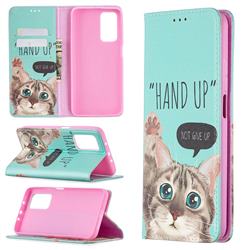 Hand Up Cat Slim Magnetic Attraction Wallet Flip Cover for Xiaomi Mi 10T / 10T Pro 5G