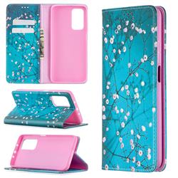 Plum Blossom Slim Magnetic Attraction Wallet Flip Cover for Xiaomi Mi 10T / 10T Pro 5G