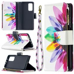 Seven-color Flowers Binfen Color BF03 Retro Zipper Leather Wallet Phone Case for Xiaomi Mi 10T / 10T Pro 5G