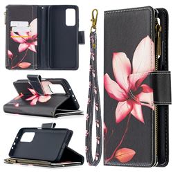 Lotus Flower Binfen Color BF03 Retro Zipper Leather Wallet Phone Case for Xiaomi Mi 10T / 10T Pro 5G