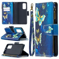 Golden Butterflies Binfen Color BF03 Retro Zipper Leather Wallet Phone Case for Xiaomi Mi 10T / 10T Pro 5G