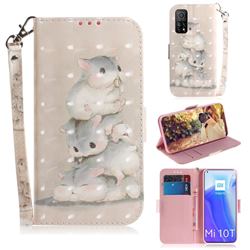 Three Squirrels 3D Painted Leather Wallet Phone Case for Xiaomi Mi 10T / 10T Pro 5G